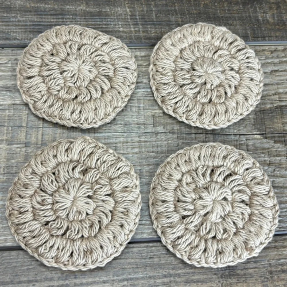 Handcrafted Crochet Face Round Makeup Remover Scrubbies Set‎ Cotton Yarn